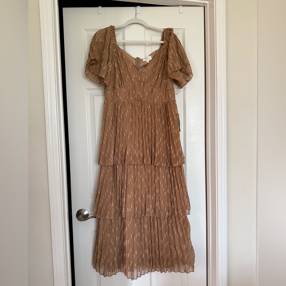 Mikarose Brown Puff Sleeve Sundress Wedding